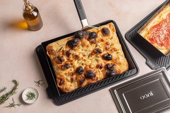 ooni Detroit-Style Pizza Pan 9 x 6 Inch - Rectangular Deep Dish Pizza Pan with Lid, Non-Stick Aluminum Pan, Rectangle Baking Pan & Proofing Tray