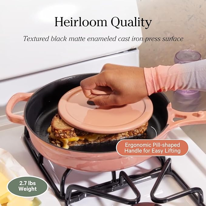 Our Place Grill Press - Cast Iron Add-On for Perfect Searing, Crispy Cooking | Heat-Resistant, Easy-Clean | Compatible with Cast Iron Always Pan | Spice