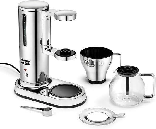 Aarke Coffee Maker - Electric 10 Cup / 42 fl oz Drip Brewer with Automatic Drip-Stop, Glass Carafe, Brews Full Pot in Under 6 Minutes, SCA Certified, Stainless Steel