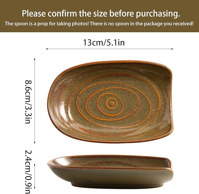 Ceremic Spoon Rest for Stove Top, Spoon Holder for Kitchen Counter, Coffee Spoon Rest, Cooking Utensil Rest for Ladles, Kitchen Decor, Housewarming Gifts, 1 pack (brown)