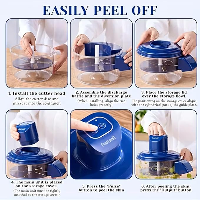 Featwell Electric Grape Peeling Machine, Automatic Vegetable Peeler for Grape Cherry & Garlic Tomato, 20-Second Fast Peeling, Rechargeable & Easy Wash, for Home and Commercial Kitchens