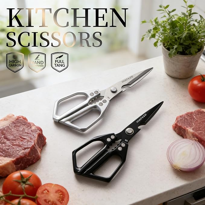 Japanese Kitchen Shears Set, Heavy Duty Poultry Shears All Purpose, Kitchen Meat Scissors for Steak Cutting, Chicken Bones, and Turkey Christmas Gifts for Men Women Mom Dad