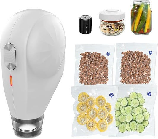 Electric Vacuum Sealer Kit, All in One for Mason Jars, Bags, and Wine Bottles, ideal for food storage, beverage saver, meal prep, pickling and preserving