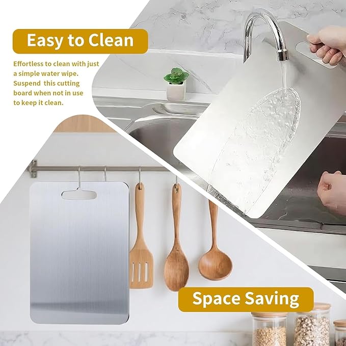 Titanium Cutting Boards - 2025 Upgrade 100% Pure Titanium Cutting Boards For Kitchen, 1 Pack Double-sided food-grade Cutting Board, Easy to Clean (18 * 12INCH)