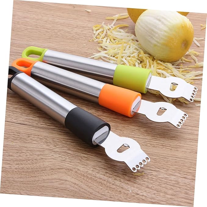 Healifty Stainless Steel Lemon Zester Grater Channel Citrus Peeler for Fruits and Chocolate Easy to Clean Kitchen Tool Random Design