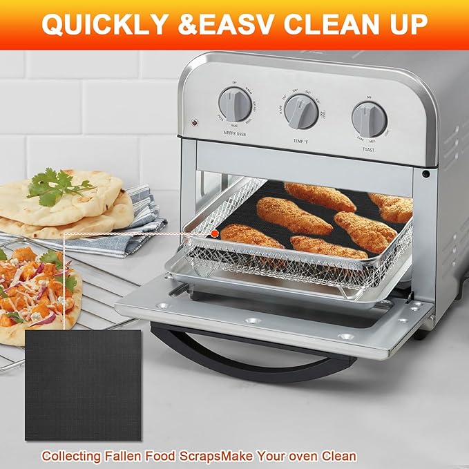 GWYSY 4 Packs Oven Liners for Bottom of Oven, 11.4"x9.8" Reusable Non-Stick Heat Resistant Toaster Liners Toaster Mat for Cuisinart TOA -28 TOA -26 AFR-25 Air Fryer Convection Oven