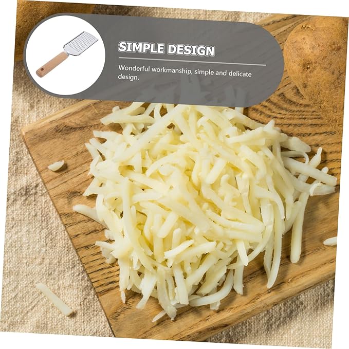 PRETYZOOM Stainless Steel Plane Grater and Zester Wooden Handle for Fruits and Vegetables Kitchen Gadget for Salad Preparation and Cooking