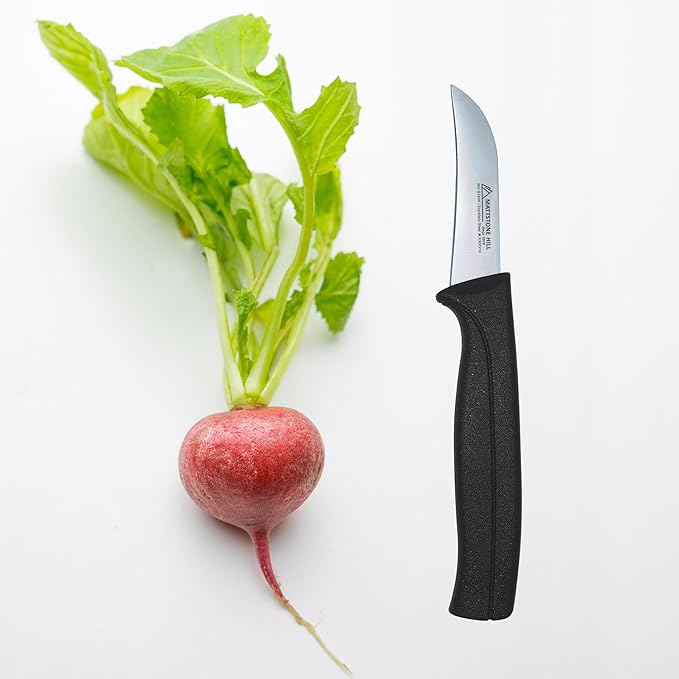 Paring Knife 2.5 Inch - MATTSTONE HILL Bird's Beak Paring Knife, For Peeling and Paring Fruits and Vegetables, Slim Blade, Premium Stainless Steel, Semi Soft Handle, Black