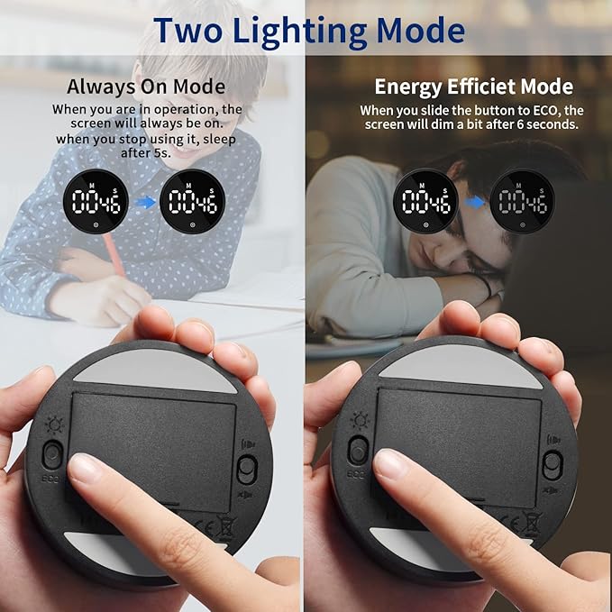 Kitchen Timer Magnetic Classroom Timer for Kids, Rotation Countdown Countup Timer Large LED Display with Volume & Brightness Adjustable for Cooking/Exercise, Easy to Use Even for Seniors or Children