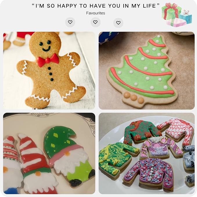 New Large Christmas Onament Cookie Cutter Set-5 Pieces-Christmas Tree, Gnome, gingerbread man, Ugly Sweater and reindeer -Holiday Cookie Cutters Fondant Biscui Cutters