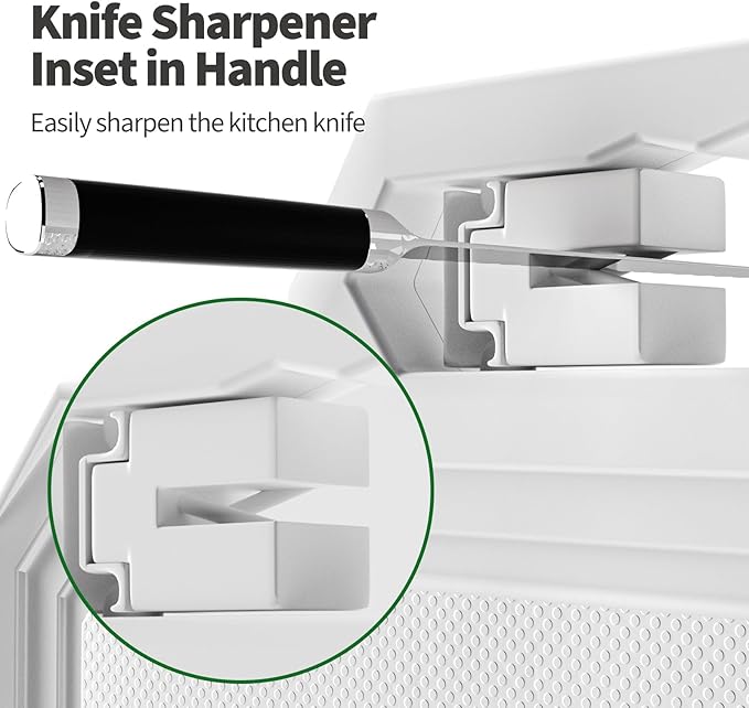 Ourokhome Cutting Board for Kitchen, Tempered Glass Cutting Board Double Sided Food Grade for Chopping Meat, Vegetables, Fruits, Cheese, Knife Friendly with Handles and Knife Sharpener, Red