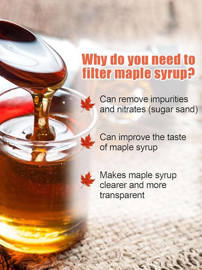 6pcs 2.3 Quart Maple Syrup Filter Cone Set - Maple Tree Sap Sugaring Strainer for Filtering Niter Sugar Sand, 1 Heavy Duty Boiling Filter & 5 Fabric Pre-filters Kit Supplies