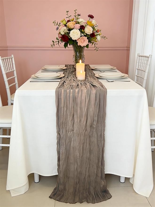 3 Pack Nude Cheesecloth Table Runner -17×120 Inch Gauze 10 FT Long Cheese Cloth Table Runners for Bridal Wedding Party Baby Shower Holiday Birthday Home Easter Decor (Nude, 3PC)