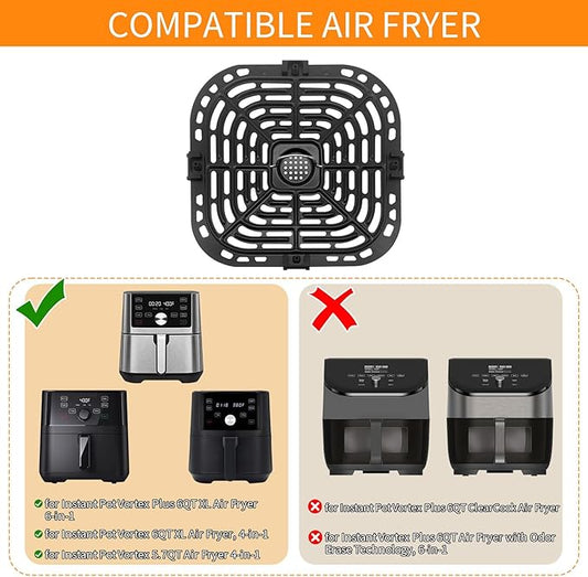 GXF Air Fryer Grill Pan for Instant Pot Vortex Plus 6 in 1 5.7QT 6 QT Gourmia GAF735 6 QT Air Fryer, Accessories Replacement Tray Rack Parts Grill Plate Crisper Plate, Dishwasher Safe