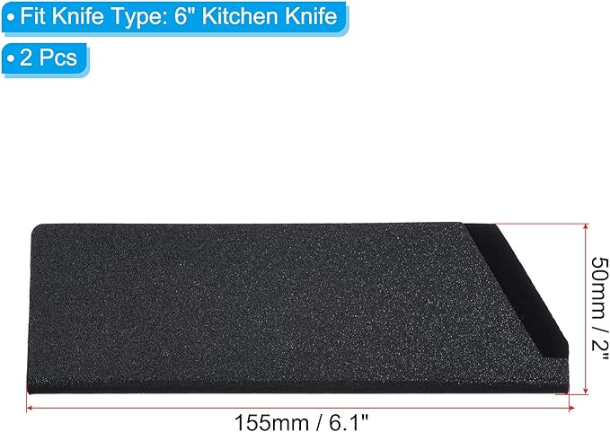 PATIKIL ABS Knife Cover Sleeves for 6" Kitchen Knife, 2 Pack Knives Edge Guard Blade Protector Universal Knife Sheath for Home Kitchen, Black