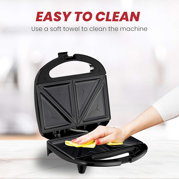Lumme Sandwich Maker, Sandwich Toaster, Panini Press, Quesadilla Maker, Grilled Cheese, French Toast Press, Pizza Pockets Press, Indicator light, Omelet, White (Black)