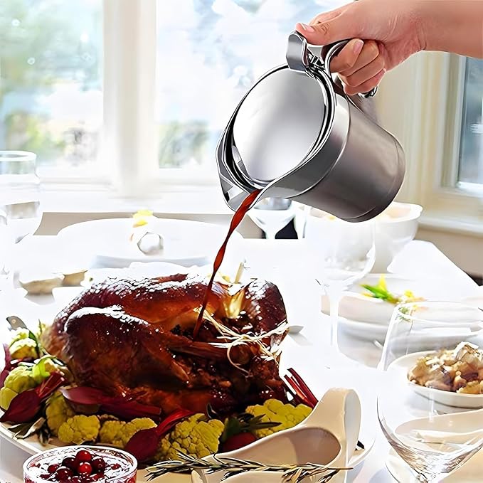 Double Insulated Gravy Boat – Stainless Steel Sauce Jug with Hinged Lid