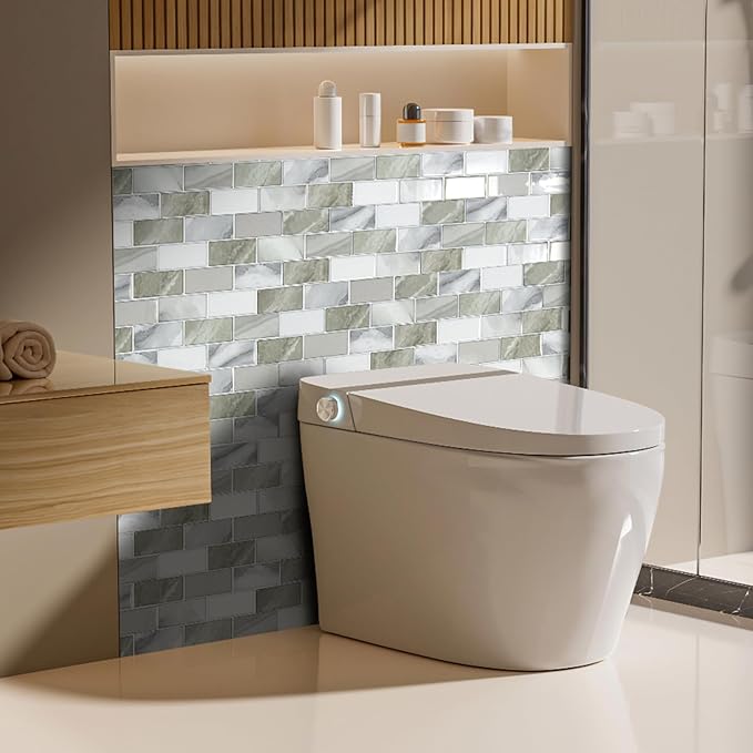 Art3d Peel and Stick Beige & White Wall Tiles – 12"x12" Thickened Design Backsplash, Self-Adhesive Tile for Kitchen & Bathroom Decor