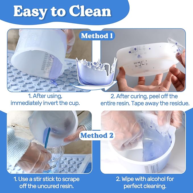 LET'S RESIN Silicone Measuring Cups, 600ml/20oz&100ml Accurate 2 Scales Durable Measuring Cups, Thicker&Non-Stick Resin Mixing Cups, Silicone Stirring Stick, Easy Clean Resin Supplies for Resin Mixing
