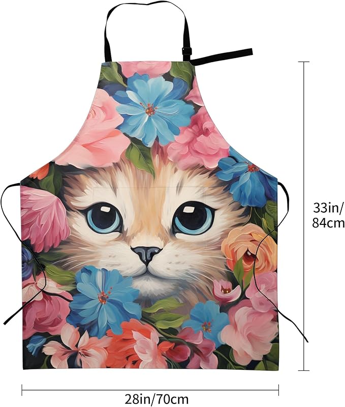 Apron with Pockets Aprons for Women Men Kitchen Chef Apron for Cooking Gardening Server Waitress Painting