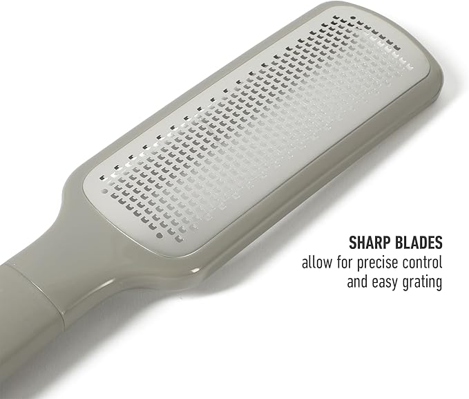 Calphalon Edge 2 Piece Stainless Steel Handheld Cheese Grater and Lemon Zester W/Covers & Rubber Handles - Taupe