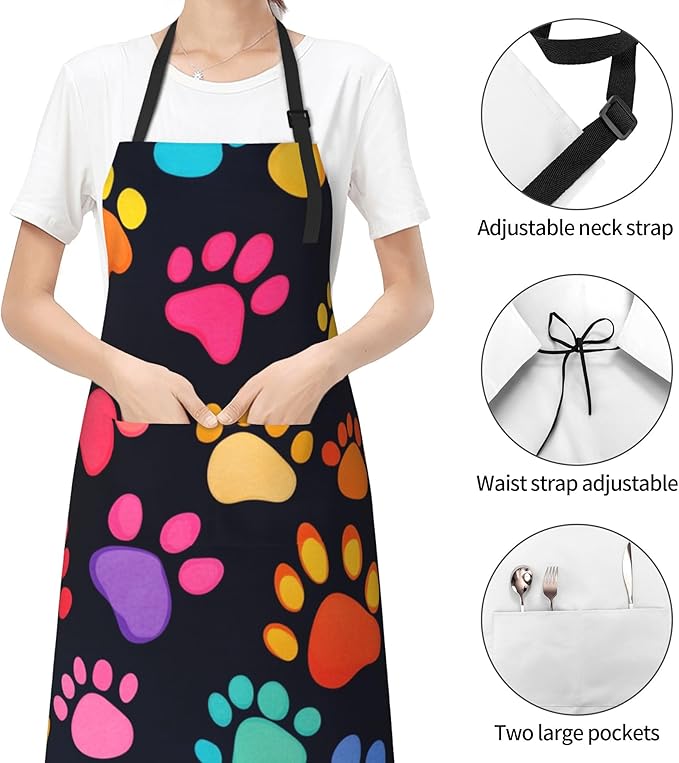 Apron with Pockets Aprons for Women Men Kitchen Chef Apron for Cooking Gardening Server Waitress Painting