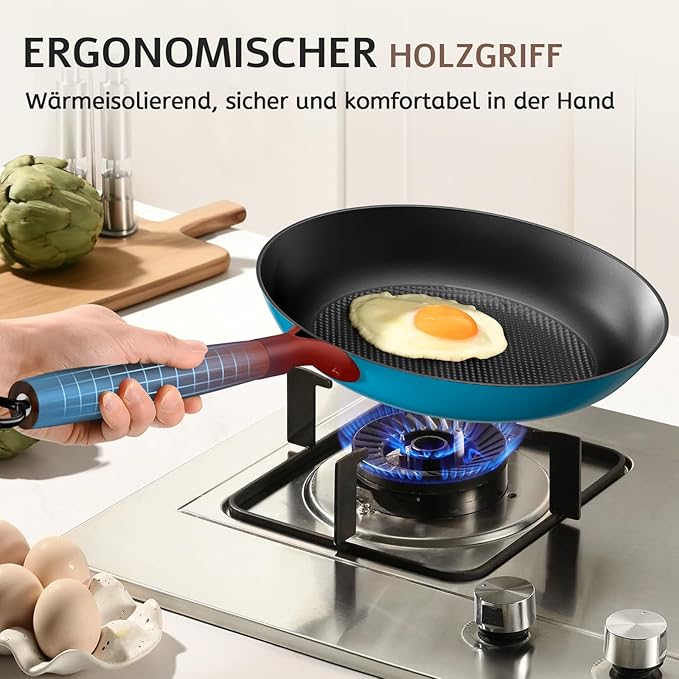 YUTANN Nonstick Frying Pan Set, 8" 10" 12" Ceramic Frying Pans, Pre-seasoned Cast Iron Pan Cookware Set with Removable Handle, Dishwasher Safe, Free of PFAS & PFOA, Compatible with All Stovetops