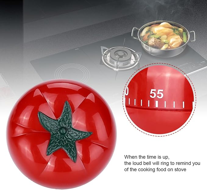60 Minutes Red Kitchen Timers for Cooking, 2.83 x 2.17in Visual Timer, ABS Tomato Timers for Cooking, Baking, Brushing Teeth, Reading, Studying, Running and Yoga