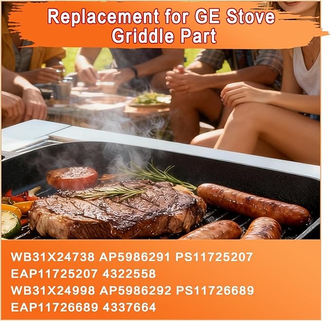Upgraded Cast Iron Griddle for GE Gas Stove Griddle Replacement Parts WB31x24738 JGSS66SEL3SS JGB700SEJ4SS Pan Stove Top Electric Stovetop