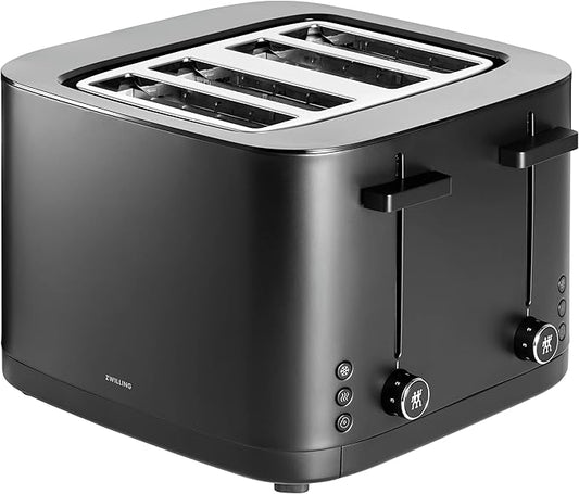 ZWILLING Enfinigy, 4-Slice Toaster with 4 Slots, Extra Wide 1.5" Slots for Bagels and Toast, Black