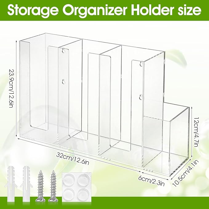 4 Compartments Acrylic Coffee Cup and Lid Holder, Plastic Disposable Paper Cups Dispenser Organizer Clear Lid Straw Holder Accessories for Bar, House, Kitchen, Coffee