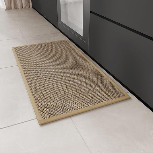 Kitchen Rug, Rubber Non Slip Kitchen Rugs Washable, Absorbent Runner Mat for Floor, Machine Washable Standing Mats for in Front of Sink, Door, Laundry, Entryway, Entrance (Brown, 30" × 17.3")