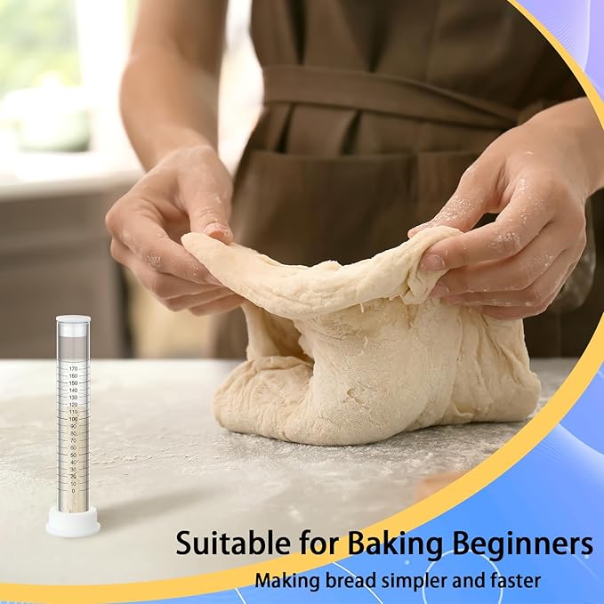 Yungyan Sourdough Aliquot Jar Kit Fermentation Tracker Sourdough Starter Tube Baking Supplies with Graduated Glass Tube Silicone Stopper Pump Cleaning Brush for Bread Proof Baking(White)