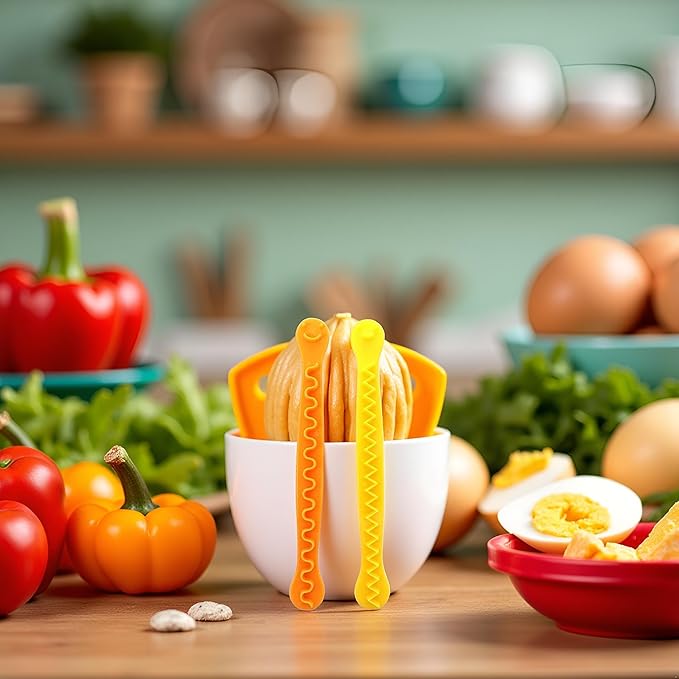 2Pcs Orange and Yellow Fancy Cut Eggs Cooked Eggs Cutter Flower Shaped Egg Tool Household Boiled Eggs Cut Flower Shaper Kitchen Gadget，Mandolines and Slicers
