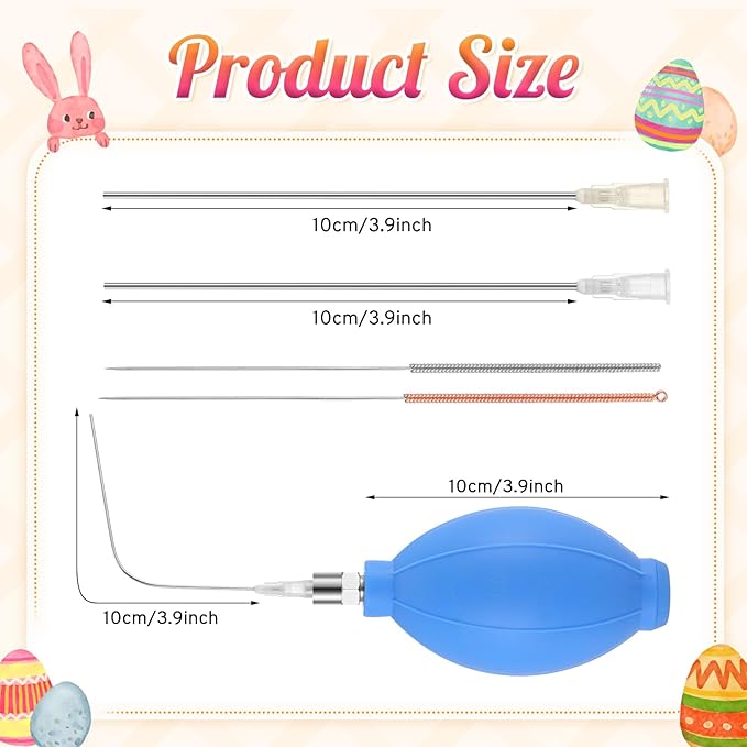 8 Pcs Easter Easy Egg Blower Empty with Rinsing Bottle Egg Puncher Tool One Hole Pysanky Pump and Drill Pysanky Ukrainian Decorating Kit for Easter Party Craft Supplies