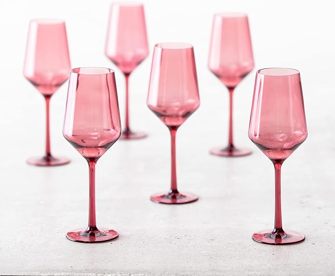 Fortessa Sole Outdoor Shatter Resistant BPA Free Premium Copolyester Plastic Drinkware 6 Pack, Rose Red, Sauvignon Blanc Glass