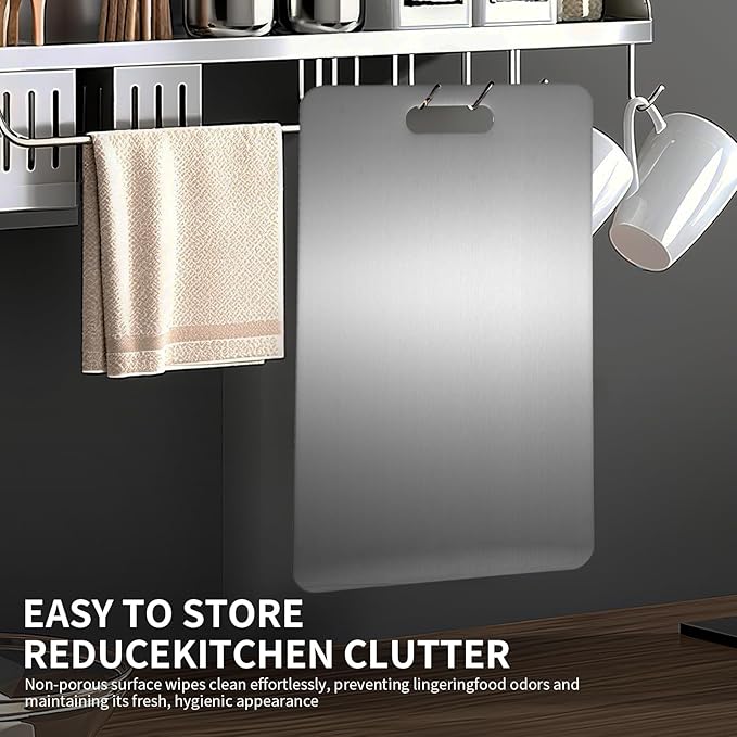 Katuchef Titanium Cutting Board 2026 New Upgrade Pure Titanium Cutting Boards for Kitchen Double Sided Cutting Boards Non Toxic,Hygiene Durable Chopping Board Suitable for Dishwasher Safe(11.4 * 7.9)