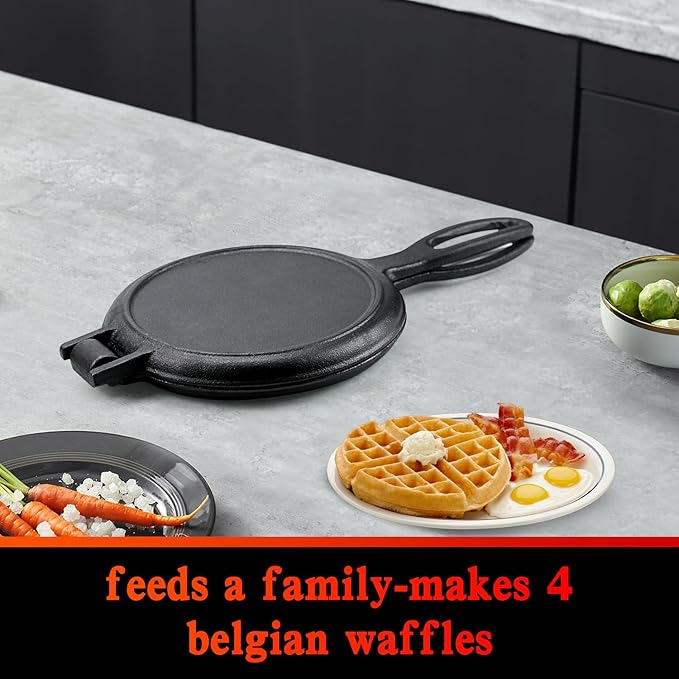 7 Inch Round Cast Iron Waffle Iron Plant oil care Two Piece Hinged Non Electric Waffle Maker For Commercial Breakfast Kitchens