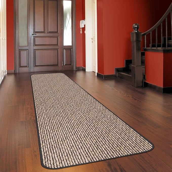 House, Home and More Skid-Resistant Carpet Runner - Black Ripple - 6 Feet X 36 Inches