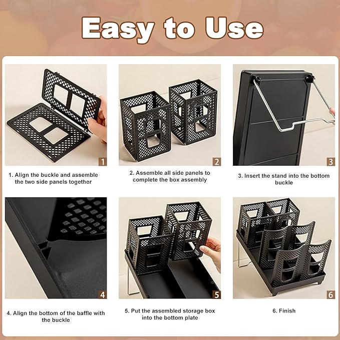 2-In-1 Coffee Cup Organizer,Foldable Stand Compartment Coffee Cup Dispenser,Cups, Straw, Cup Lid Manager,Suitable For Coffee Stations, Offices, Lounges