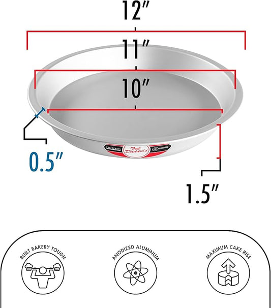 Fat Daddio's PIE-12 Anodized Aluminum Pie Pan, 12 x 1.5 Inch