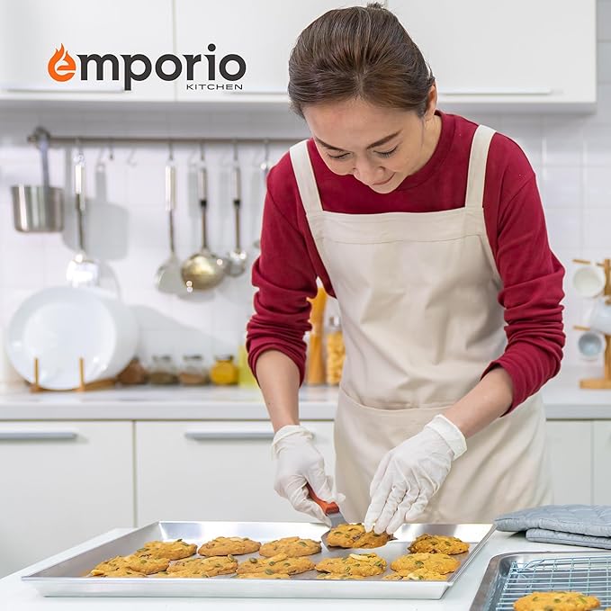 Baking Pan Set - Small and Medium Aluminum Cookie Sheet Pan (9" x 13" and 10.5" x 15"), PFOA, PFOS, PTFE Free, Recipe Booklet Included, Oven Safe Tray, Resist Heat UpTo 500°F, Set of 2