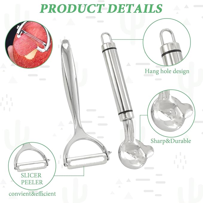 Cactus Peeler Tool 4 PCS, Multifunctional Cactus Peeling Knife Tool, Ergonomic Design, Easy to Clean, Suitable for Cooking Cactus Noodles in the Kitchen