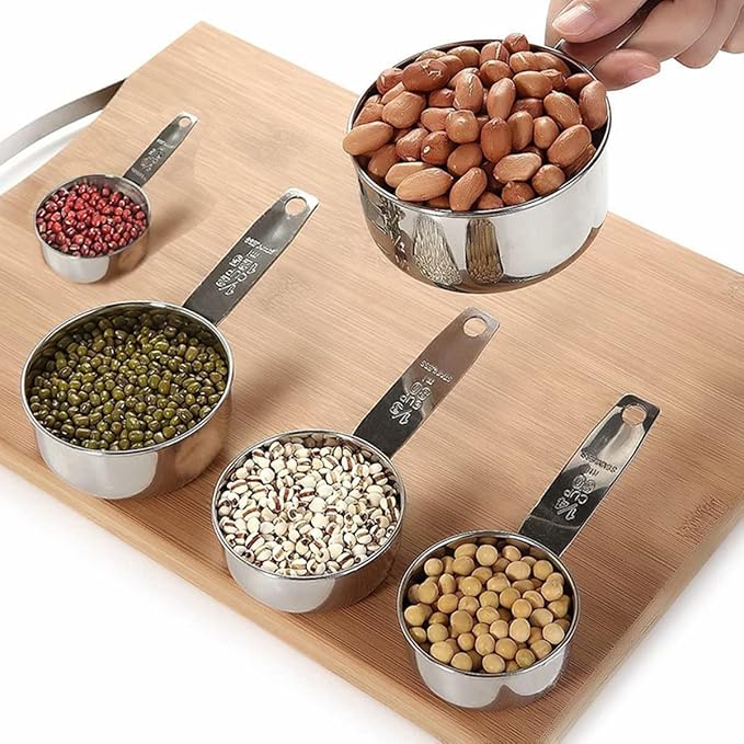 QAZXCDEW-Stainless Steel Measuring Cup 1/4 Cup Scoop Liquid Measuring Scoop For Dry And Liquid Ingredients Coffee Baking Cooking, Free Storage Hooks Dishwasher Safe-1SET