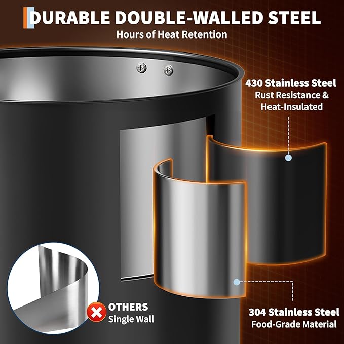 Garvee 12 L/80 Cups Coffee Urn-3.2 gal Double Wall Commerical Coffee Maker for Buffet Catering Wedding Gathering,Large Capacity Hot Coffee Dispenser,Stainless Steel Hot Water Urn-Black