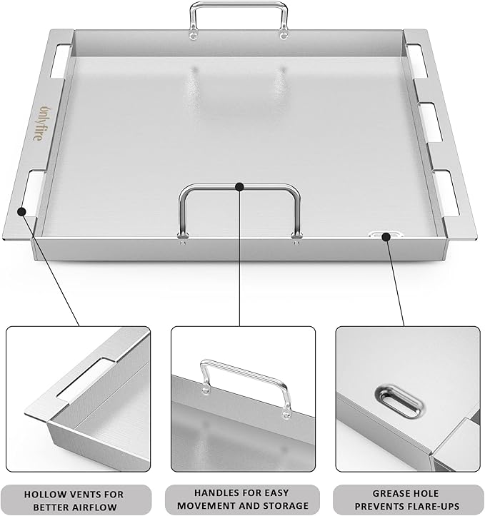 onlyfire BBQ Flat Top Griddle with 2 Handles for Weber New Genesis 2022 Gas Grills, Replacement Cooking Griddle for Weber Crafted Frame Kit