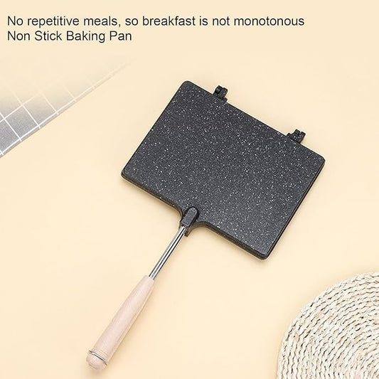 Hot Sandwiches Maker, Non Stick Grilled Panini Maker Pan with Handle Stovetop Camping Sandwiches Toaster Aluminum Flip Pan for Home Kitchen Breakfast