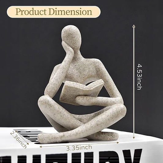Abstract Art Thinker Statue - Reading Thinker Sculpture Figurine, Modern Home Decoration for Living Room Office Shelves Coffee Table Desk Decor (Black)