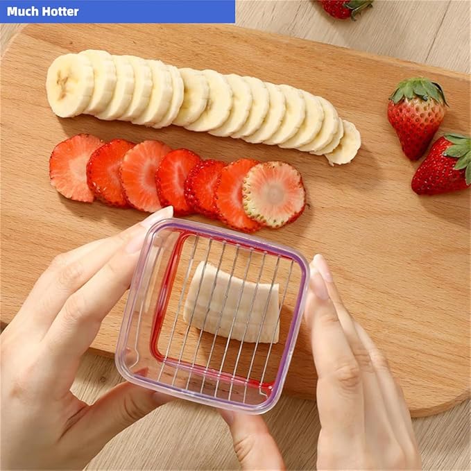 Stainless Steel Strawberry Slicer Egg Slicers Banana Slicers, Fruit & Vegetable Speed Fruit Slicer with Push Plate, Quickly Making Fruit Vegetable Salad, Kitchen Portable Slicing Tool