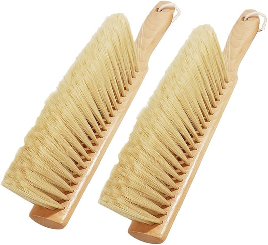 Soft Bristle Hand Brush Wooden Handle for Woodworking Shop Bench, Sawdust Removal Non-Scratch 14 Inch Long (2pcs Yellow)